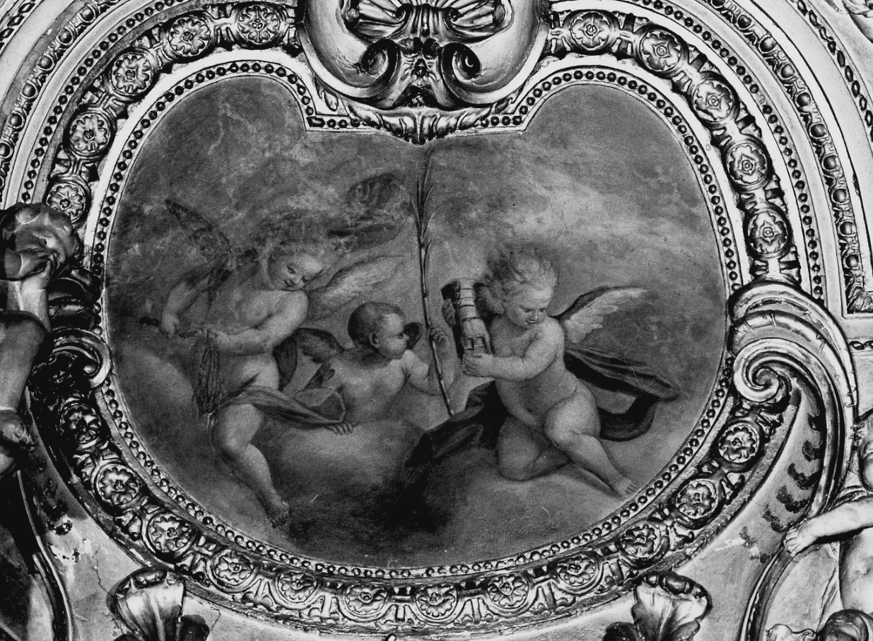 angioletti con simboli della Passione (decorazione pittorica, elemento d'insieme) di Guidobono Bartolomeo detto Prete Savonese (attribuito) (fine/inizio secc. XVII/ XVIII)