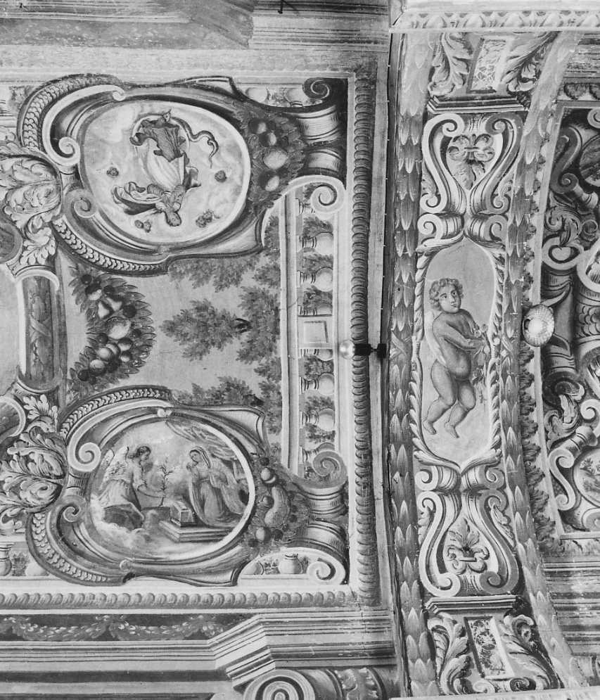 Annunciazione (dipinto, elemento d'insieme) di Andrietti Antonio, Pelliparis Giuseppe Antonio (ultimo quarto sec. XVII)