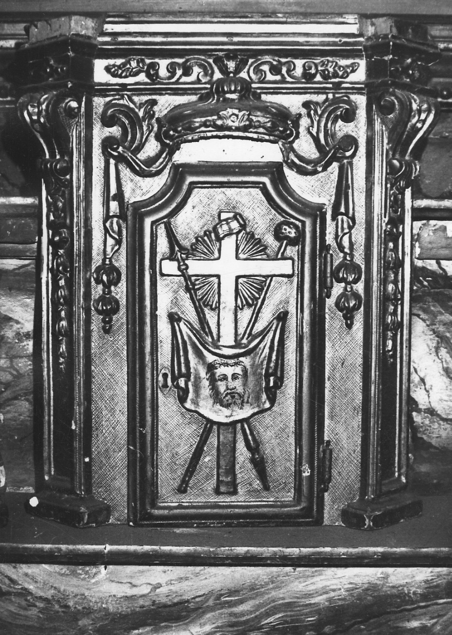 simboli della passione (tabernacolo, opera isolata) - bottega piemontese (seconda metà sec. XVIII)