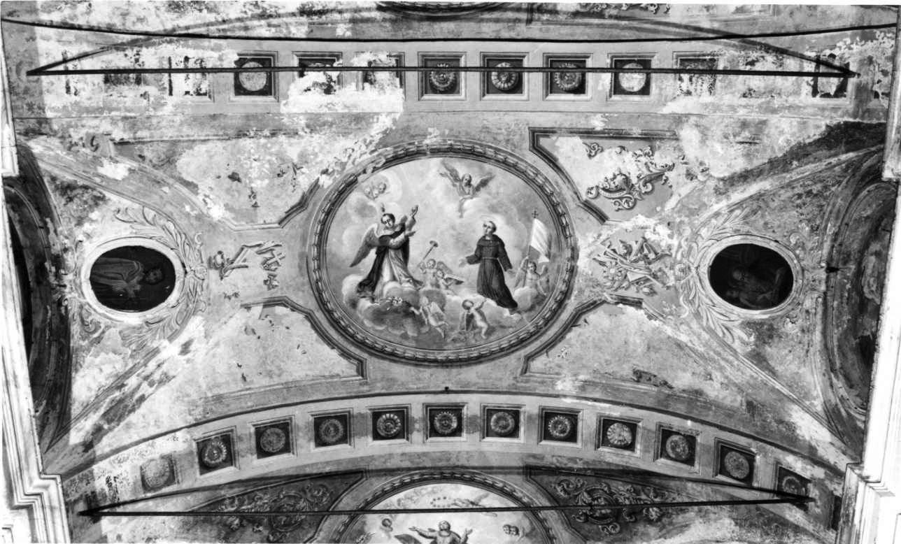 San Vincenzo Ferrer e il beato Angelo Carletti in cielo con angeli (dipinto, elemento d'insieme) di Doria Nicola (metà sec. XIX)