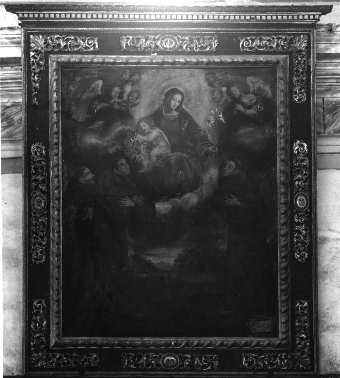 Madonna con Bambino, San Francesco, San Bernardino e Sant'Antonio da Padova (dipinto, opera isolata) - ambito piemontese (ultimo quarto sec. XVII)