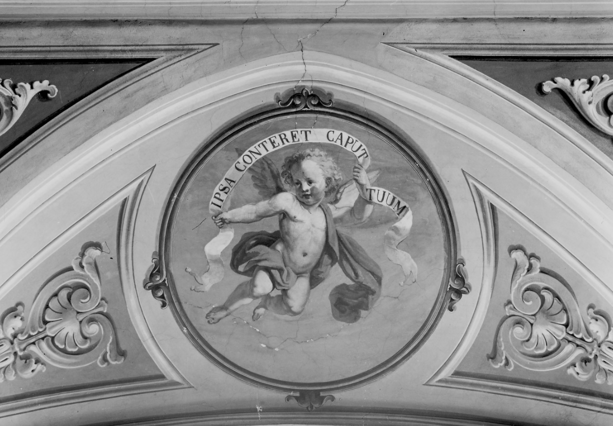 angelo con cartiglio (dipinto, serie) di Verulfo Luigi (terzo quarto sec. XIX)