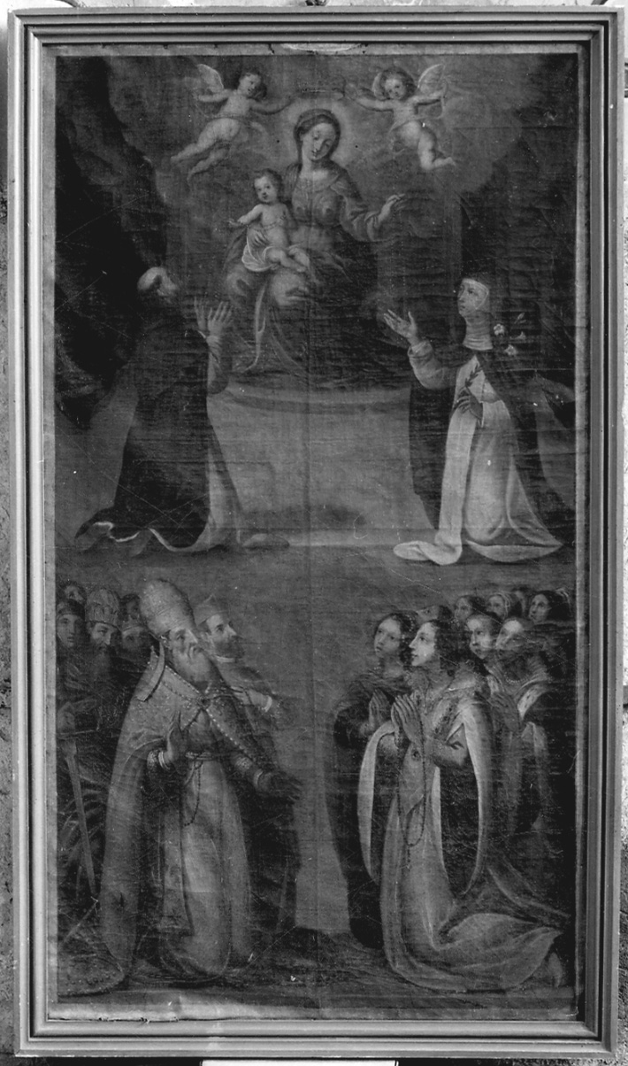 Madonna del Rosario (dipinto, opera isolata) di Caccia Guglielmo detto Moncalvo (scuola) (prima metà sec. XVII)