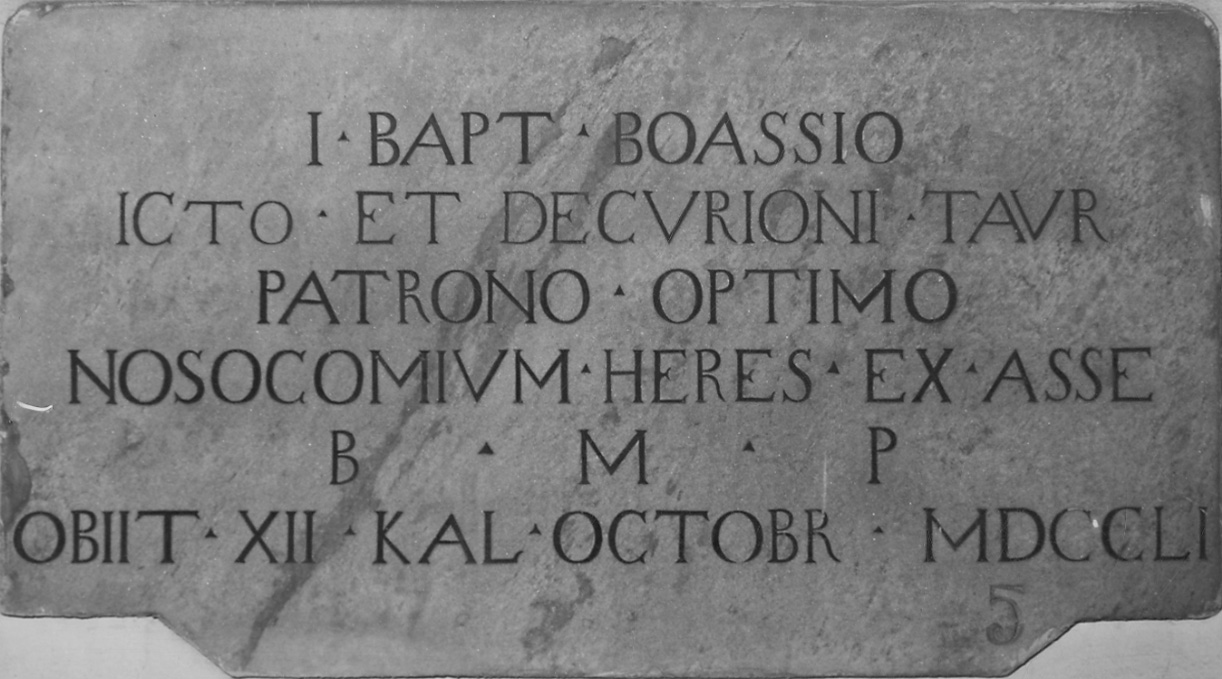lapide commemorativa, opera isolata di Aprile Giovanni Gerolamo (metà sec. XVIII)