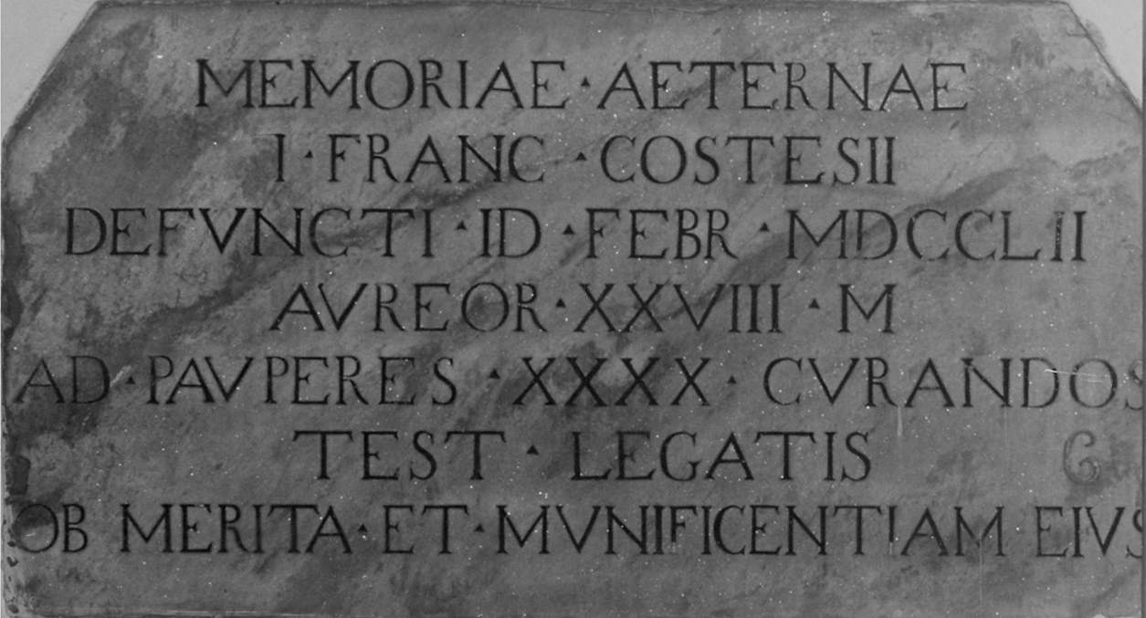 lapide commemorativa, opera isolata di Aprile Giovanni Gerolamo (metà sec. XVIII)