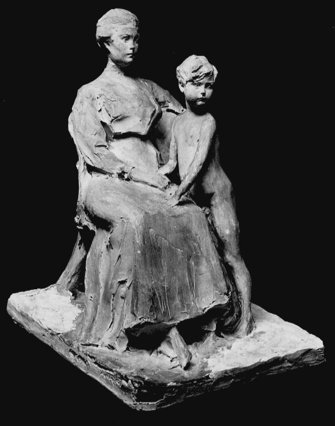 ritratto di donna con bambino (scultura, opera isolata) di Troubetzkoy Paolo (prima metà sec. XX)