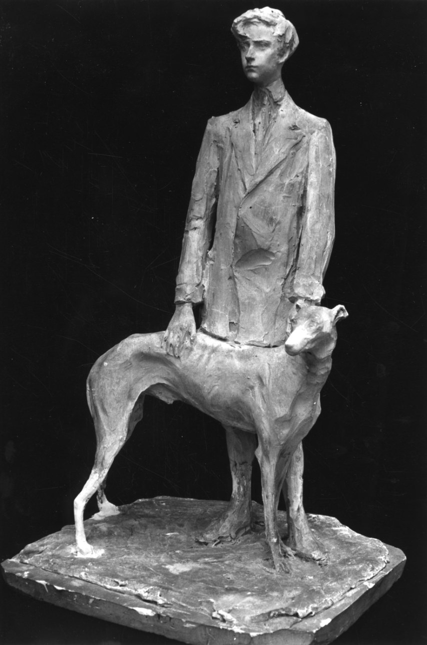 giovane con cane (gruppo scultoreo, opera isolata) di Troubetzkoy Paolo (inizio sec. XX)