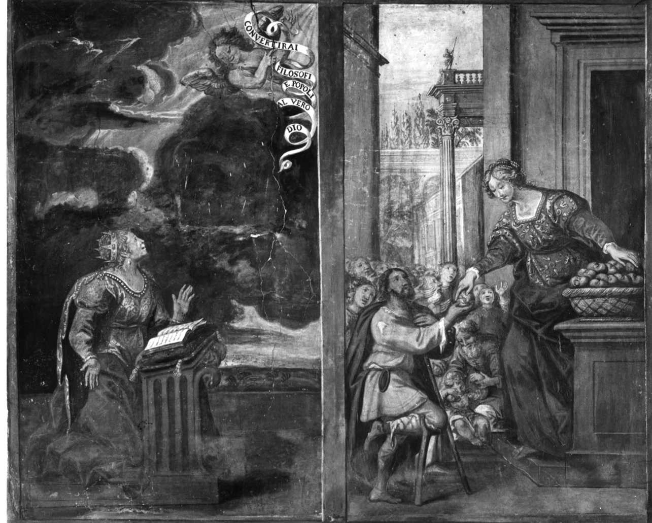 angelo appare a Santa Caterina d'Alessandria (dipinto, elemento d'insieme) - ambito piemontese (metà sec. XVII)