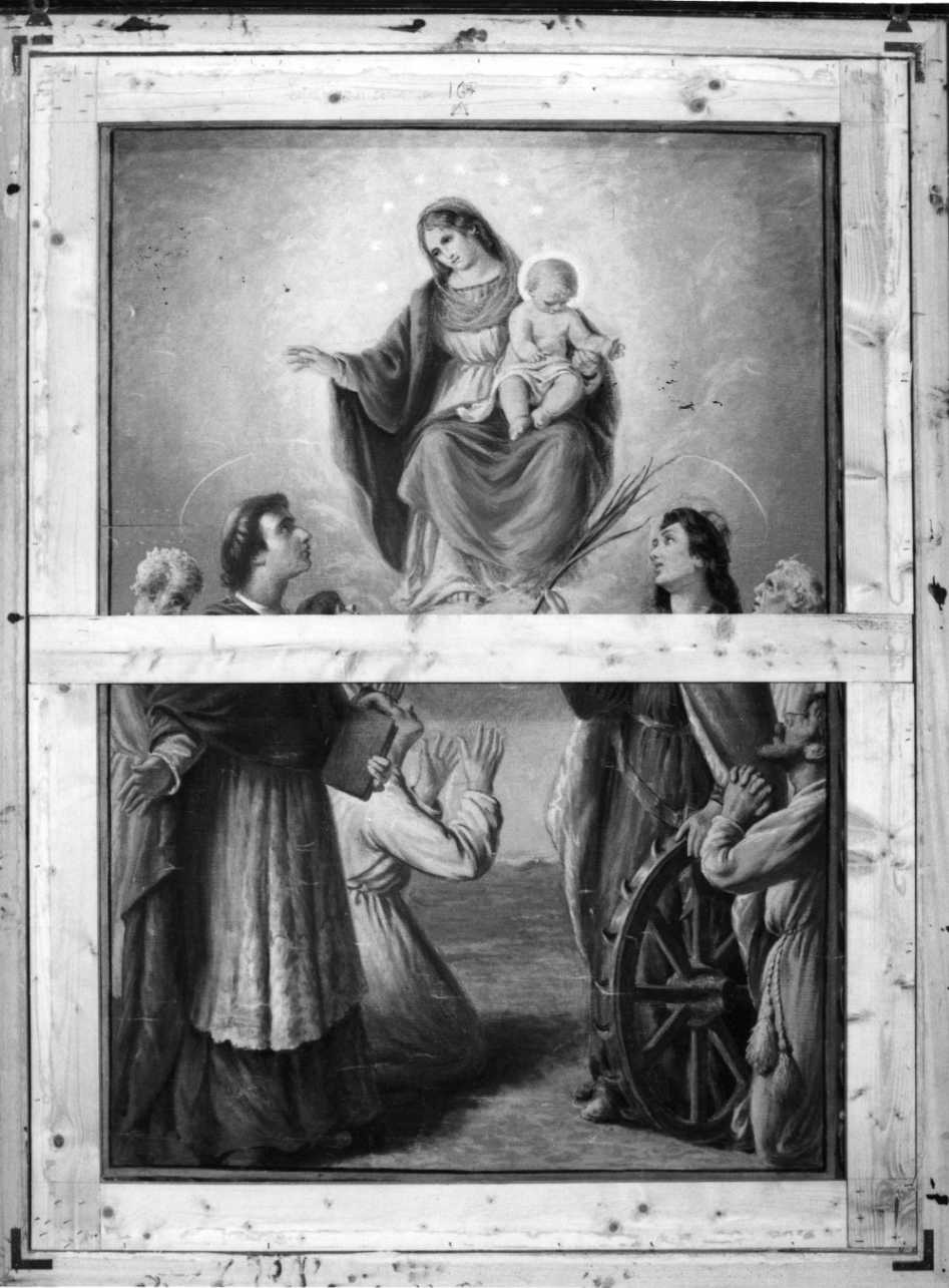 Madonna con Bambino, santi e confratelli (dipinto, elemento d'insieme) di Costa Giuseppe (ultimo quarto sec. XIX)