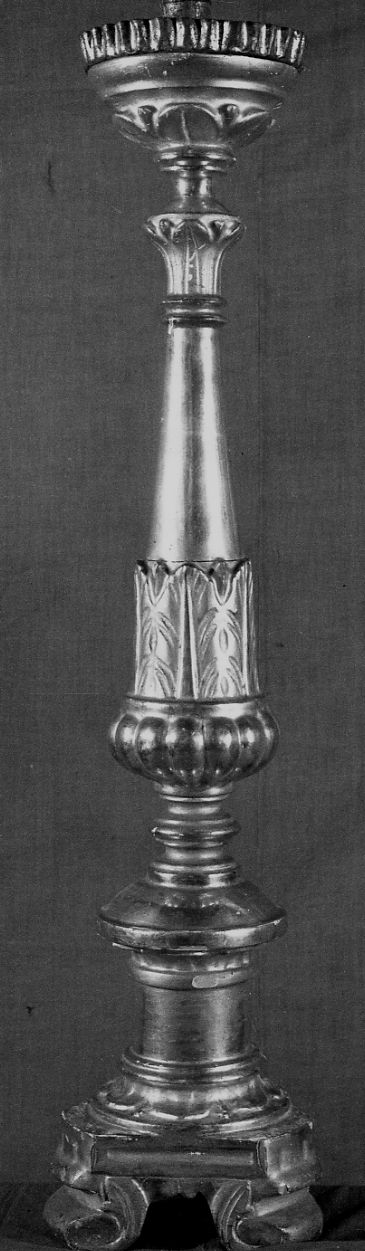 candeliere da chiesa, serie - bottega vercellese (prima metà sec. XIX)