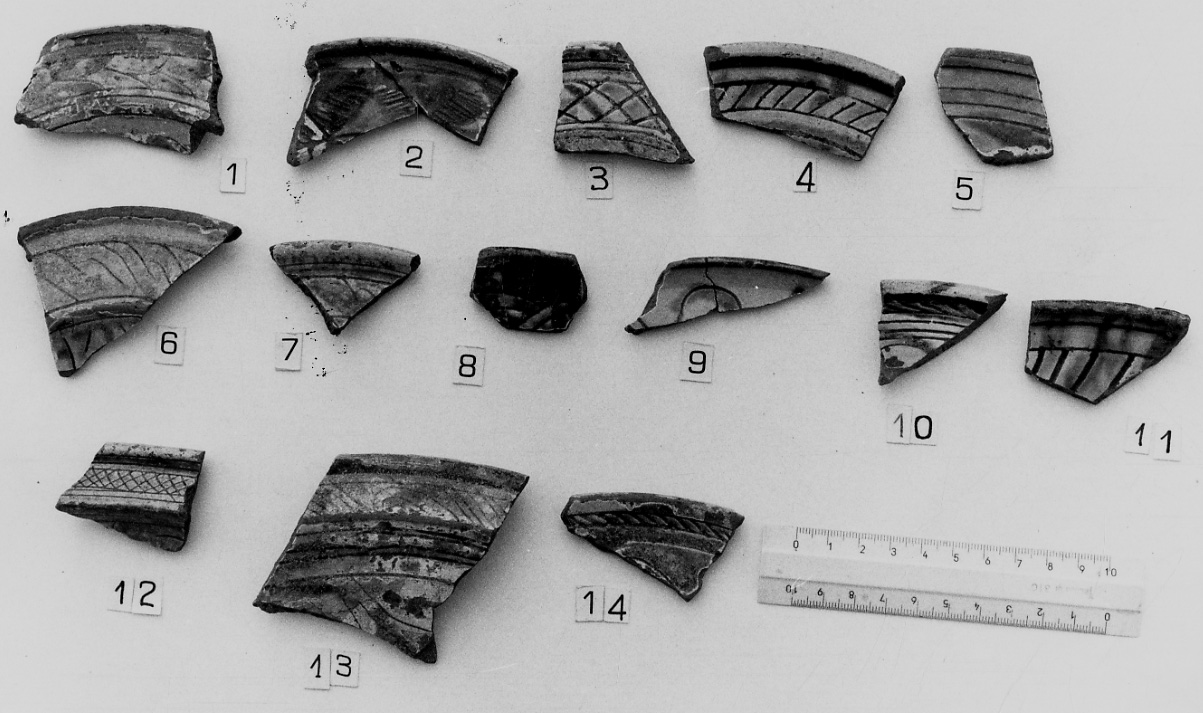 recipiente, frammento - bottega padana (secc. XV/ XVI)