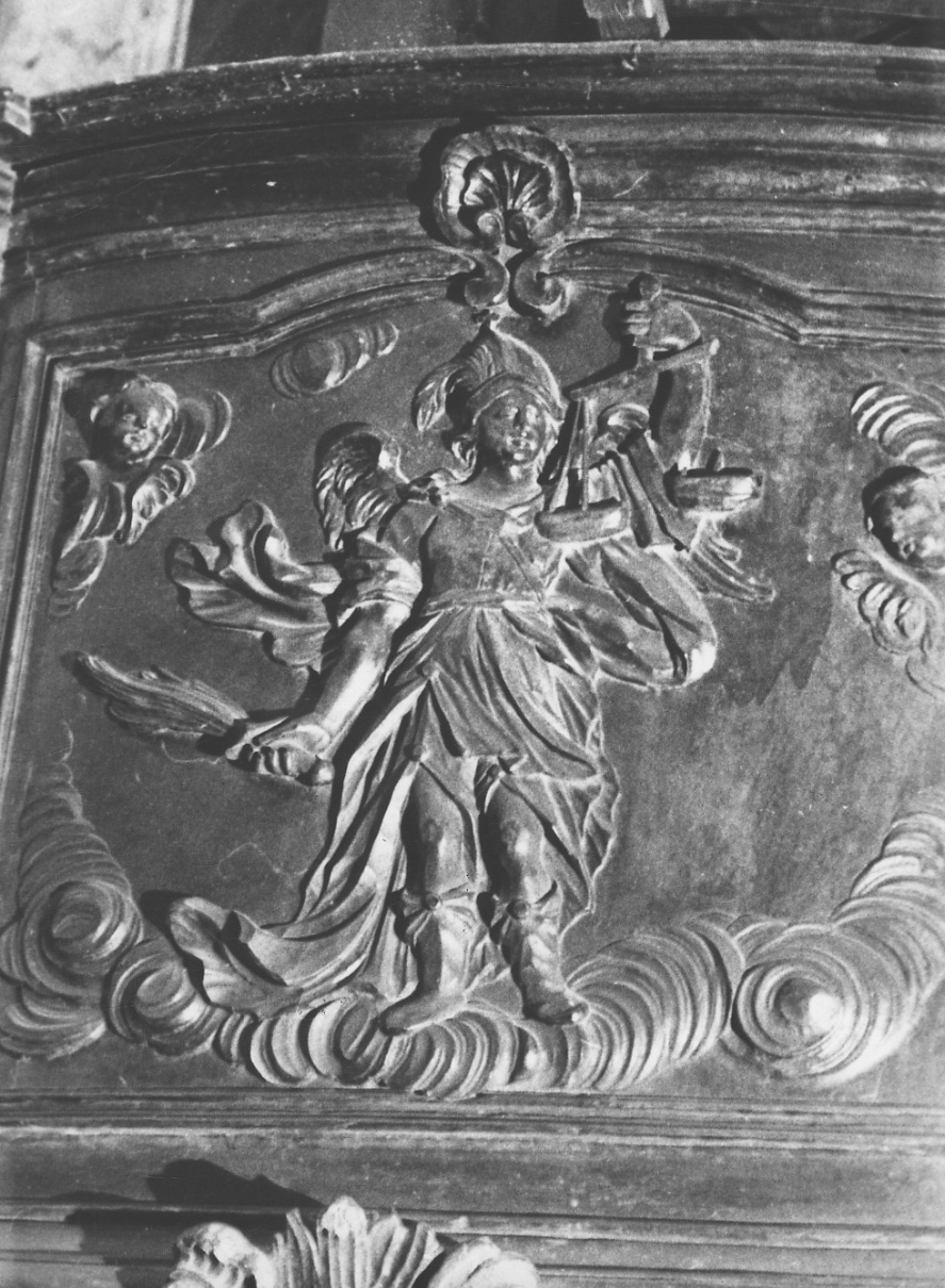 San Michele Arcangelo (decorazione a intaglio, elemento d'insieme) - bottega biellese (seconda metà sec. XVII)