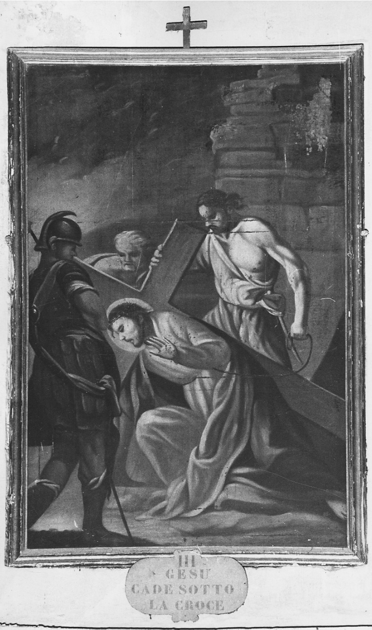 stazione III: Gesù cade sotto la croce la prima volta (dipinto, elemento d'insieme) - ambito piemontese (sec. XIX)
