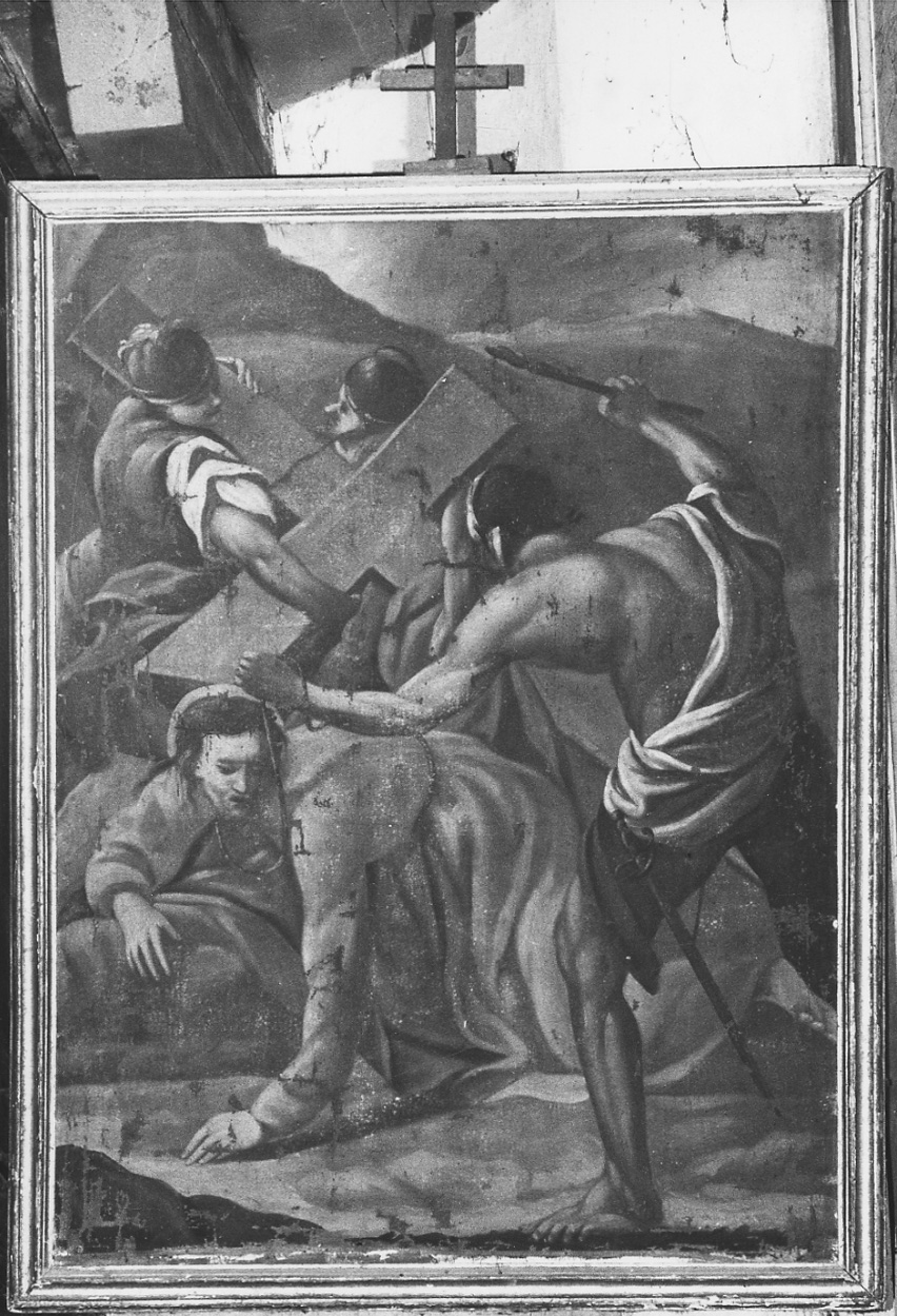 stazione VII: Gesù cade sotto la croce la seconda volta (dipinto, elemento d'insieme) - ambito piemontese (sec. XIX)