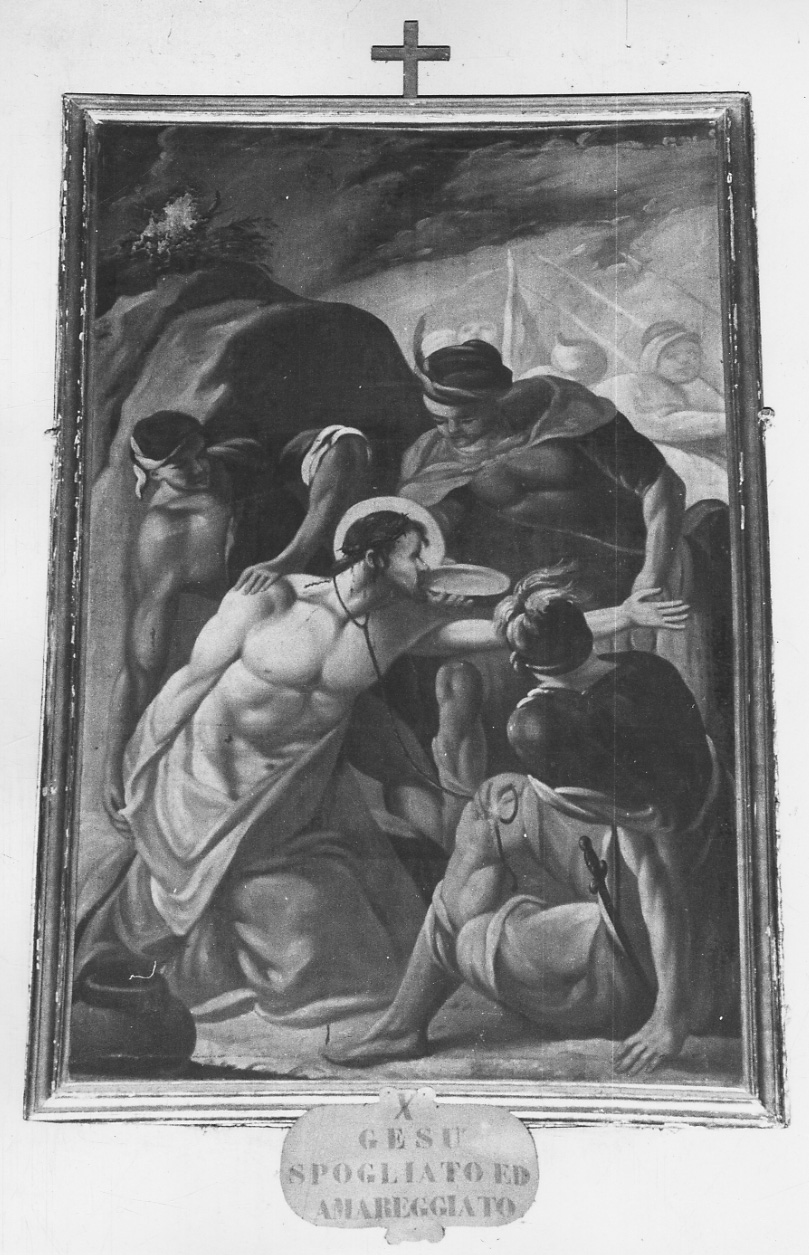 stazione X: Gesù spogliato e abbeverato di fiele (dipinto, elemento d'insieme) - ambito piemontese (sec. XIX)