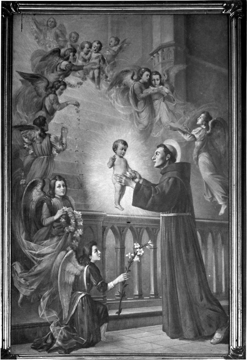 Sant'Antonio da Padova con il bambino (dipinto, opera isolata) - ambito piemontese (sec. XIX)