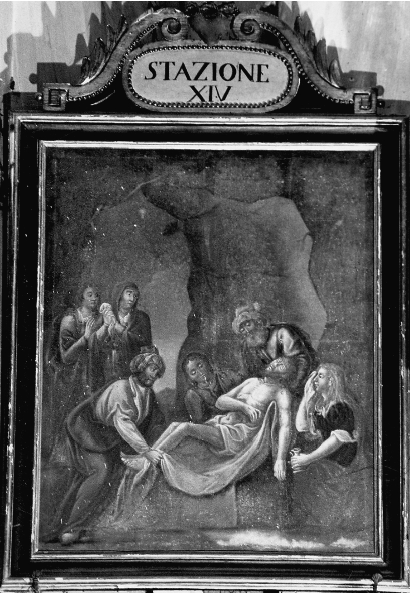 stazione XIV: Gesù deposto nel sepolcro (Via Crucis, elemento d'insieme) - ambito vercellese (primo quarto sec. XIX)