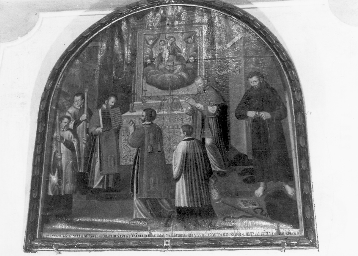 San Francesco d'Assisi istituisce la regola dell'ordine francescano (dipinto, opera isolata) di Caccia Guglielmo detto Moncalvo (cerchia) (prima metà sec. XVII)