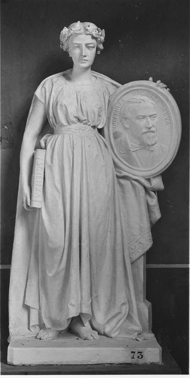 figura allegorica femminile con ritratto di Dionigi Ruva (scultura, opera isolata) di Della Vedova Pietro (seconda metà sec. XIX)