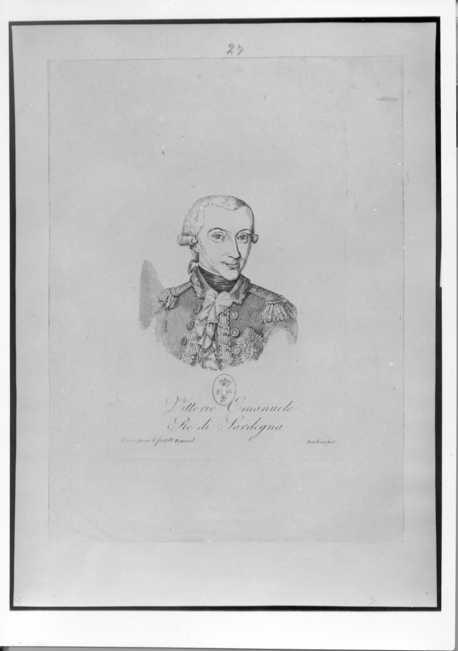 ritratto di Vittorio Emanuele I di Savoia (stampa) di Boucheron Angelo Michele, Reycend Fratelli Ditta (inizio sec. XIX)