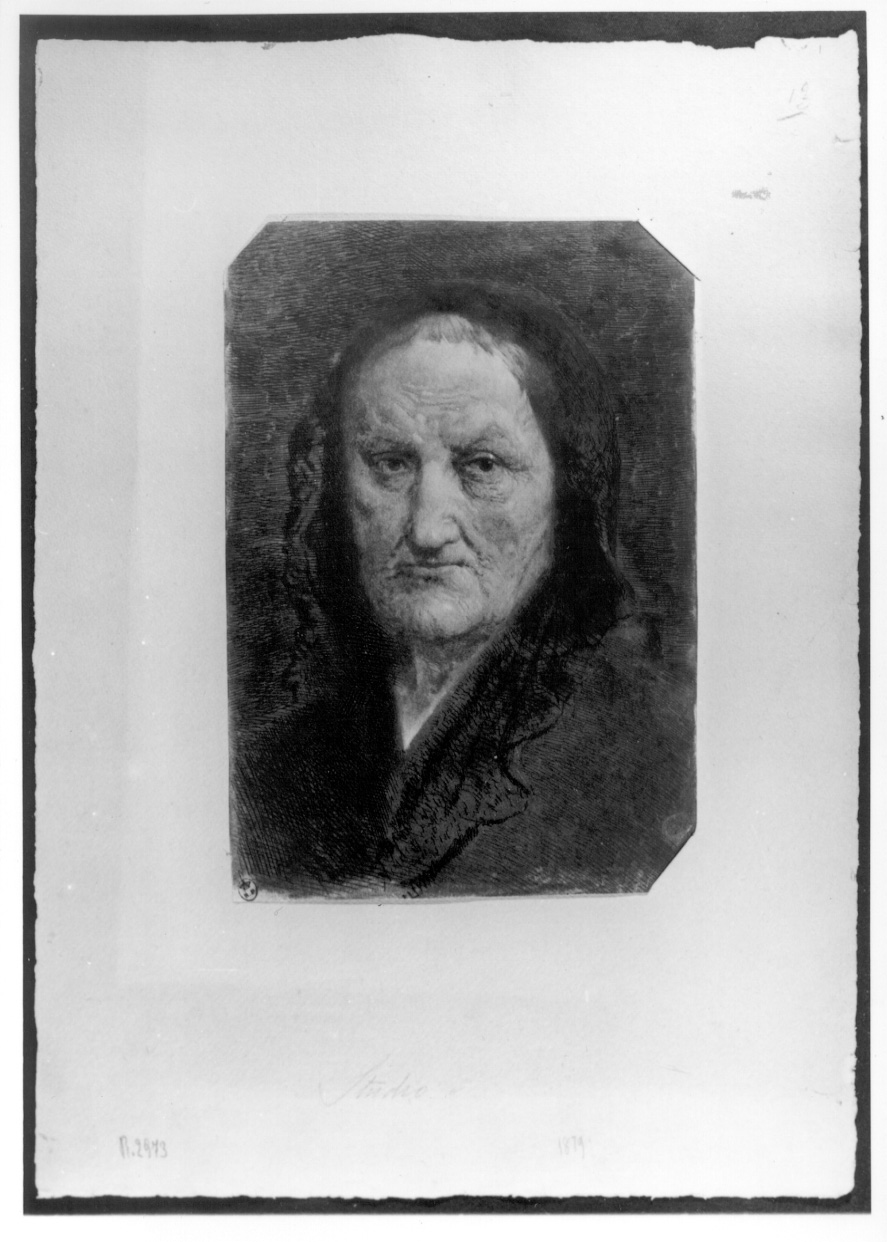 ritratto di donna anziana (stampa) di Gilli Alberto Maso (sec. XIX)