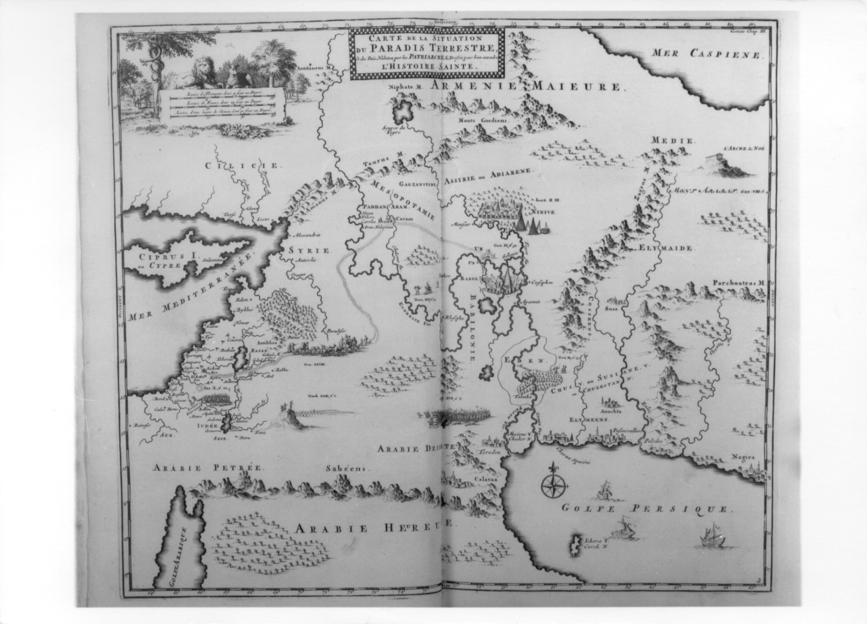carta geografica del paradiso terrestre (stampa) - ambito olandese (?) (inizio sec. XVIII)