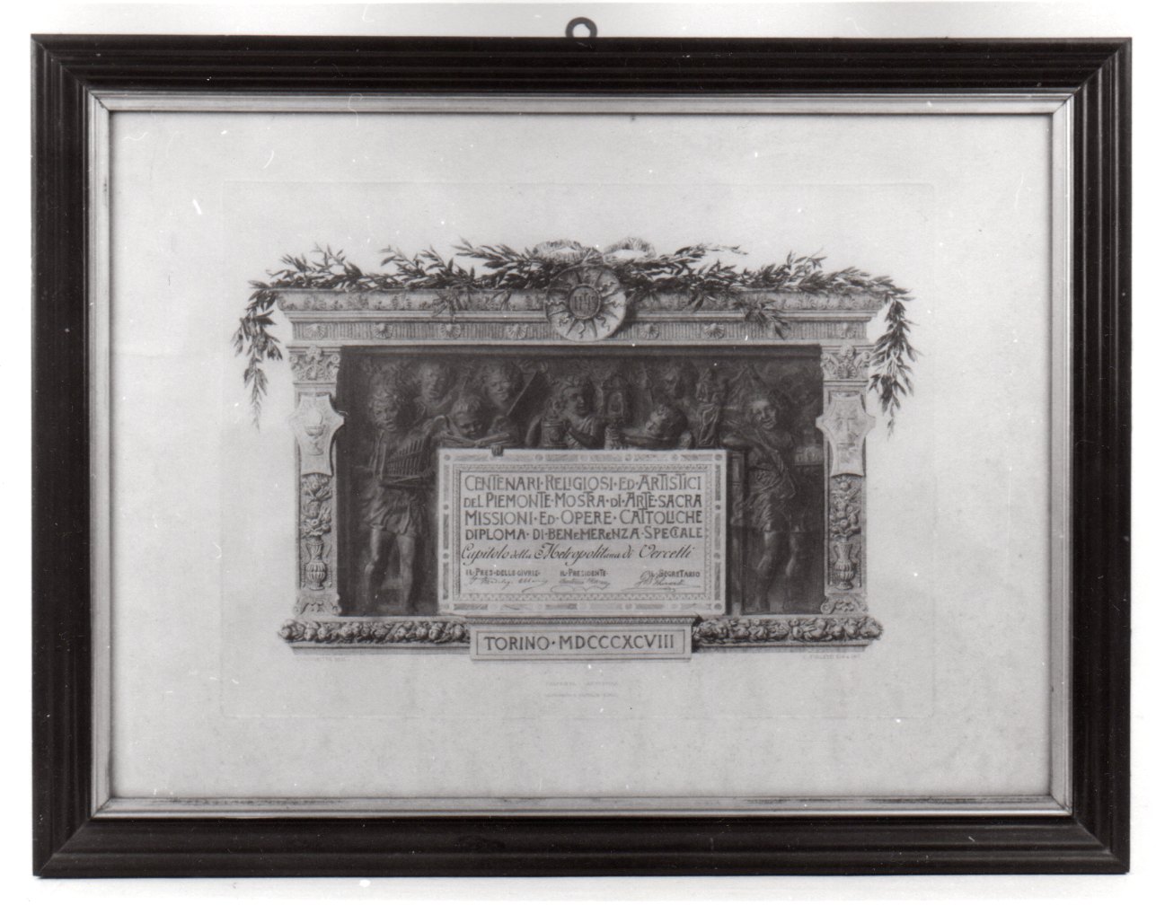 angeli entro cornice architettonica (stampa) di Turletti Celestino, Vacchetta C (fine sec. XIX)
