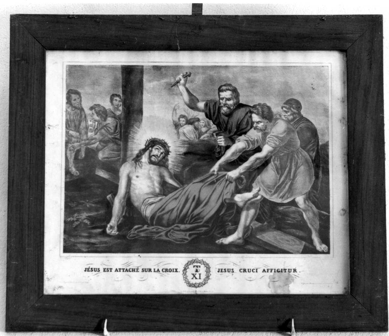 stazione XI: Gesù inchiodato alla croce (stampa, elemento d'insieme) di Sabatelli Luigi, Musson Pierre (attribuito) (fine/inizio secc. XVIII/ XIX)