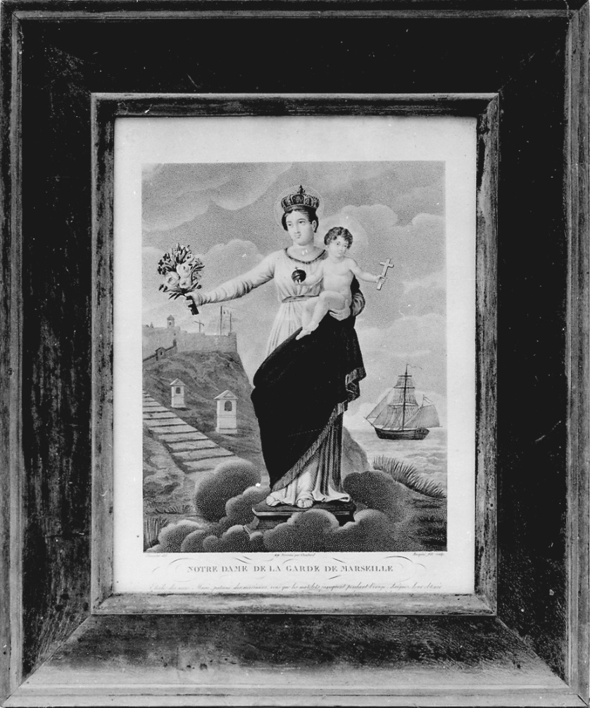 Madonna con Bambino (stampa) di Chasselat Charles Abraham (attribuito), Choubard, Ruspini (metà sec. XIX)