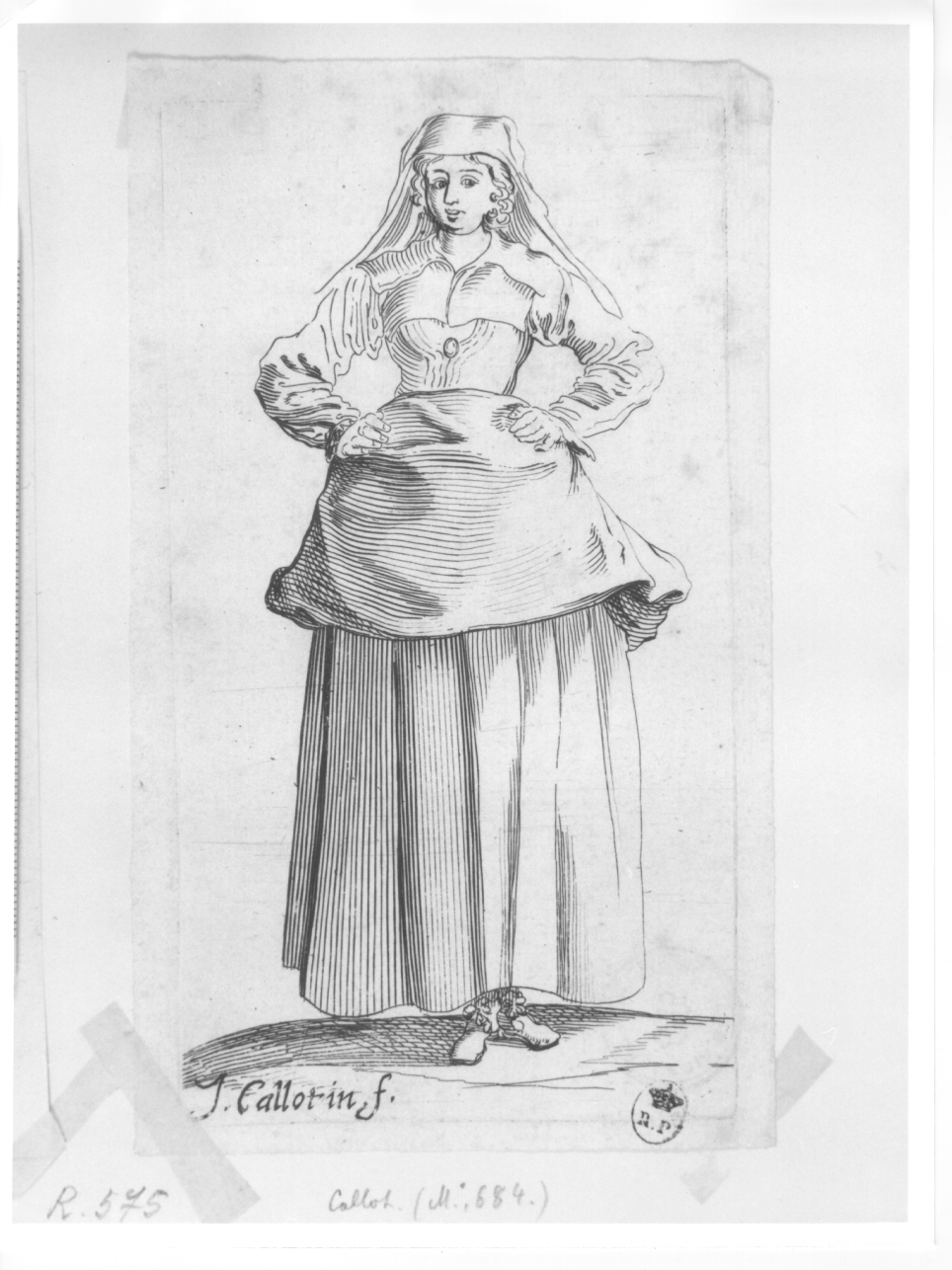 contadina, figura femminile (stampa) di Callot Jacques (primo quarto sec. XVII)