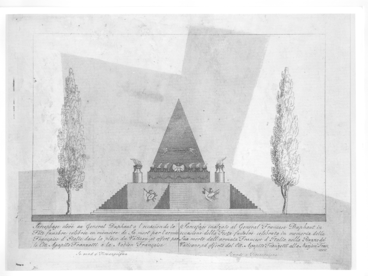 monumento funebre al generale Léonard Mathurin Duphot (stampa) - ambito italiano (fine sec. XVIII)