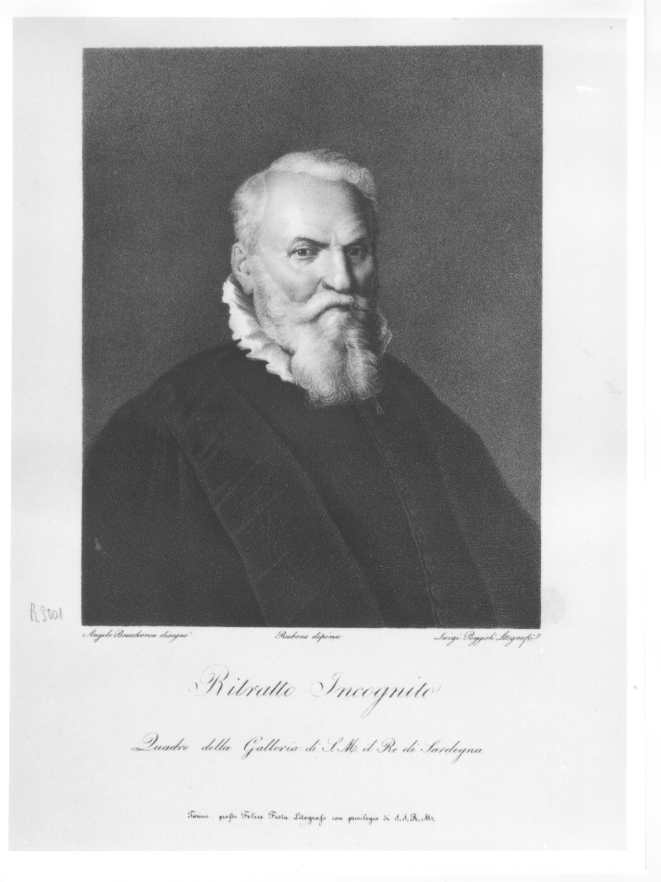 ritratto d'uomo (stampa) di Rubens Pieter Paul, Boucheron Angelo Michele, Poggioli Luigi (prima metà sec. XIX)