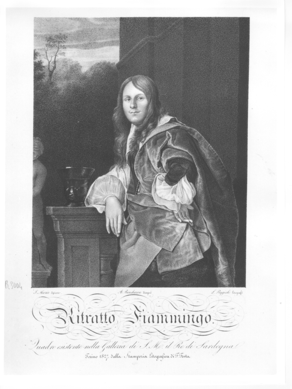 autoritratto di Frans van Mieris il Vecchio (stampa) di Van Mieris Franz, Boucheron Angelo Michele, Poggioli Luigi (secondo quarto sec. XIX)
