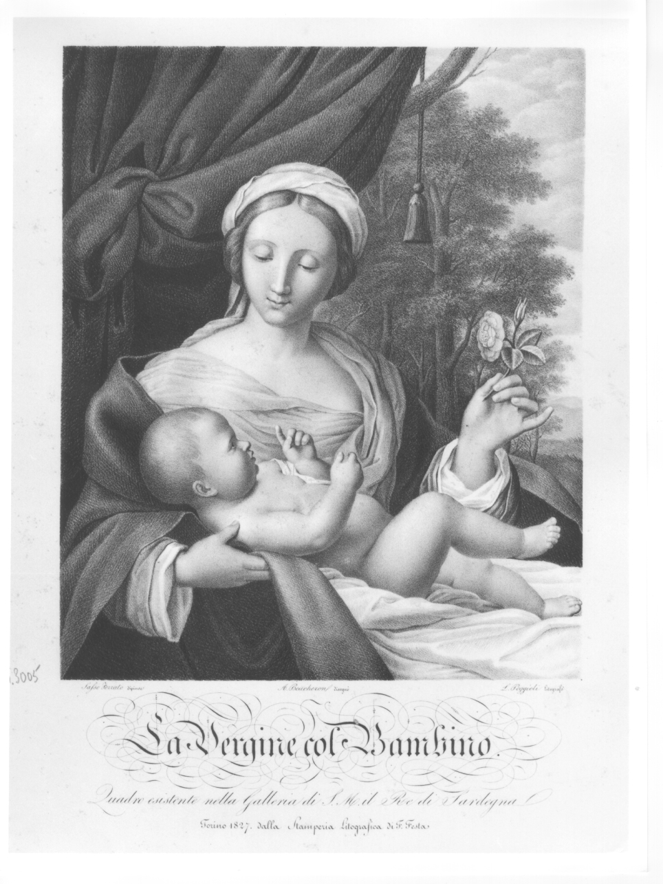 Madonna con Bambino (stampa) di Salvi Giovanni Battista detto Sassoferrato, Boucheron Angelo Michele, Poggioli Luigi (secondo quarto sec. XIX)
