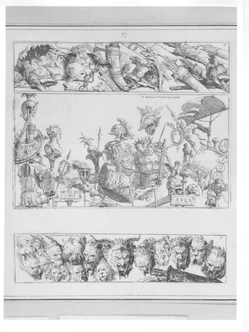 studio di armature e teste grottesche, armature e grottesche (stampa) di Tiepolo Gian Domenico (terzo quarto sec. XVIII)