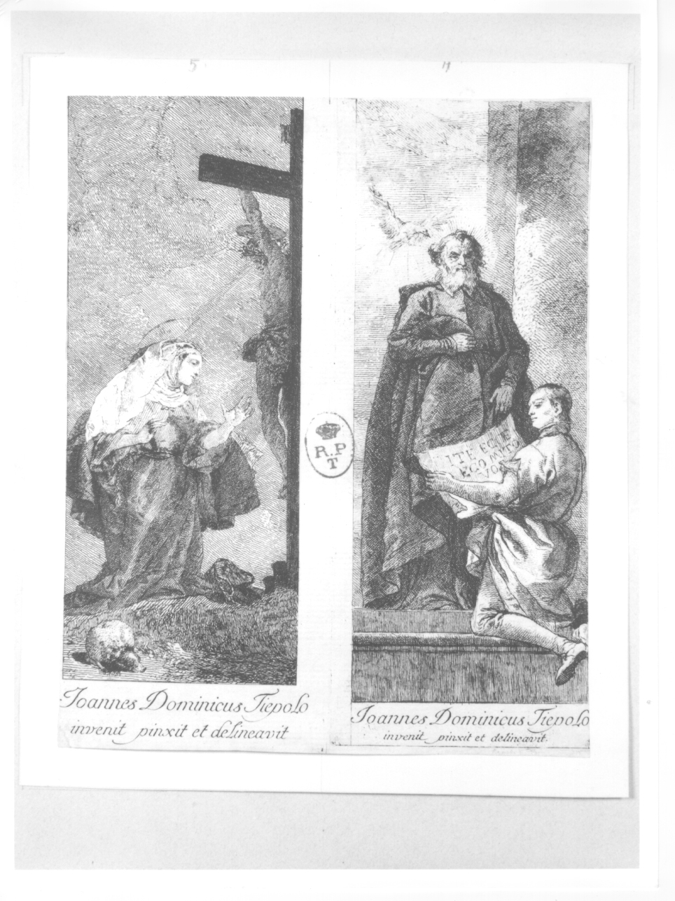 Santa Margherita da CortonaSan Gerolamo Emiliani con un giovane inginocchiato, Santi (stampa) di Tiepolo Gian Domenico (terzo quarto sec. XVIII)
