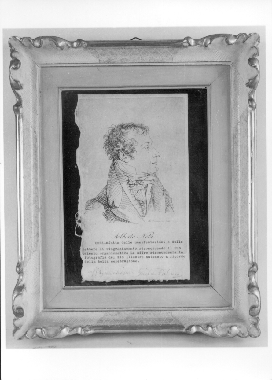 ritratto a mezzo busto di Alberto Nota (stampa tagliata) di Boucheron Angelo Michele (primo quarto sec. XIX)