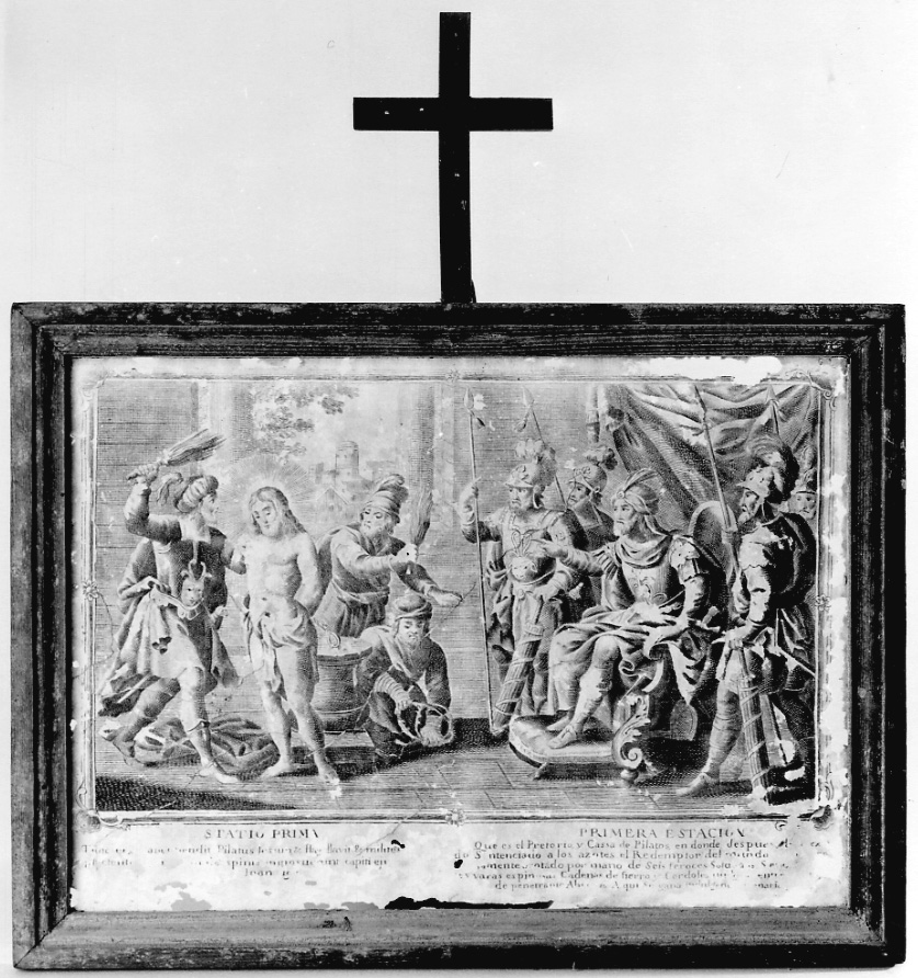 stazione I: Gesù condannato a morte (stampa, elemento d'insieme) - ambito spagnolo (sec. XVIII)