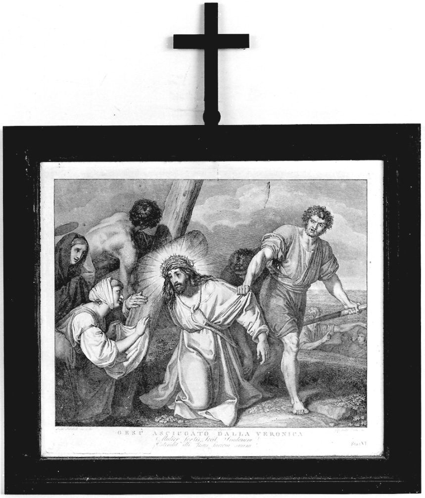 stazione VI: Gesù asciugato dalla Veronica (stampa, elemento d'insieme) di Sabatelli Luigi, Pera Giuseppe, Cecchi Giovanni Battista (sec. XIX)