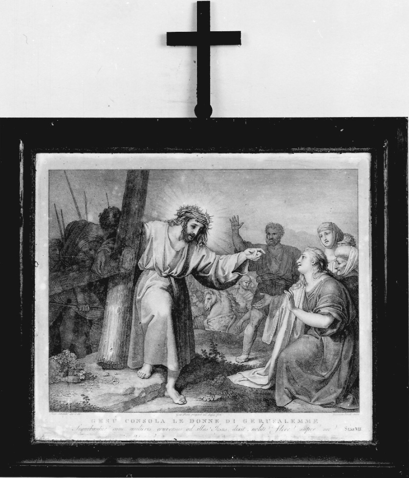 stazione VIII: Gesù consola le donne di Gerusalemme (stampa, elemento d'insieme) di Sabatelli Luigi, Pera Giuseppe, Cecchi Giovanni Battista (sec. XIX)