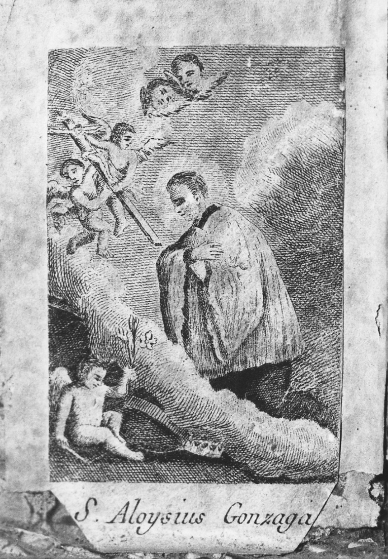 San Luigi Gonzaga, San Luigi Gonzaga in adorazione della croce (stampa) - ambito italiano (sec. XVIII)
