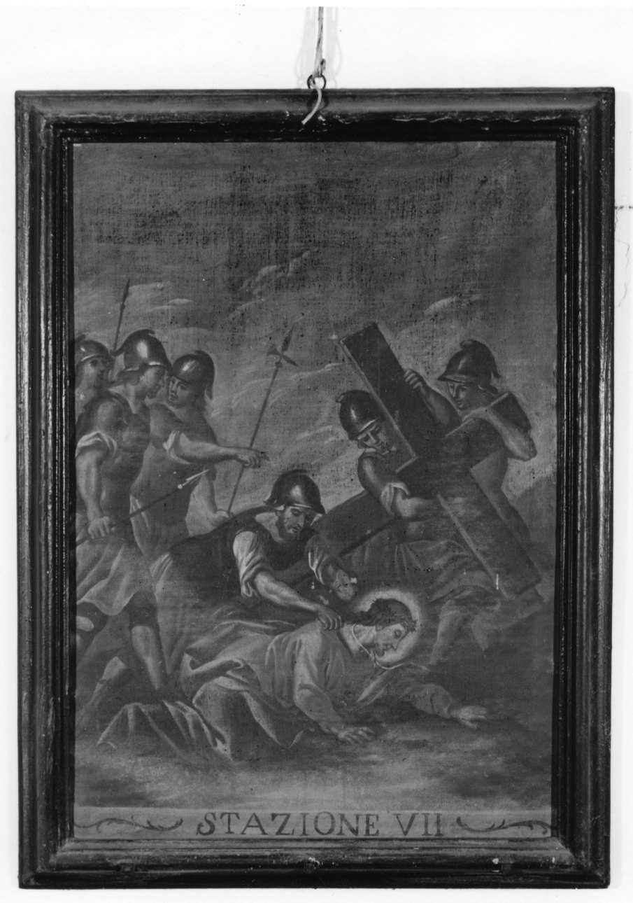 stazione VII: Gesù cade sotto la croce la seconda volta (dipinto) - ambito piemontese (ultimo quarto sec. XVIII)