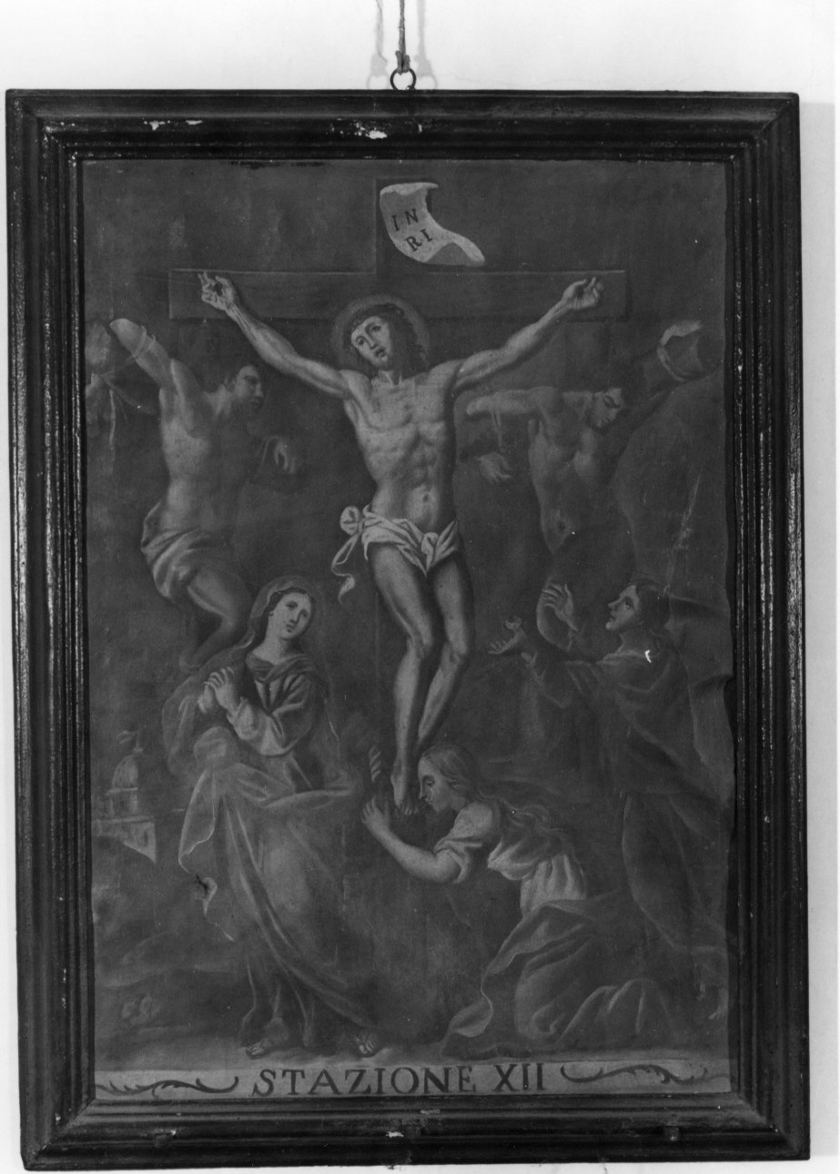 stazione XII: Gesù innalzato e morto in croce (dipinto) - ambito piemontese (ultimo quarto sec. XVIII)