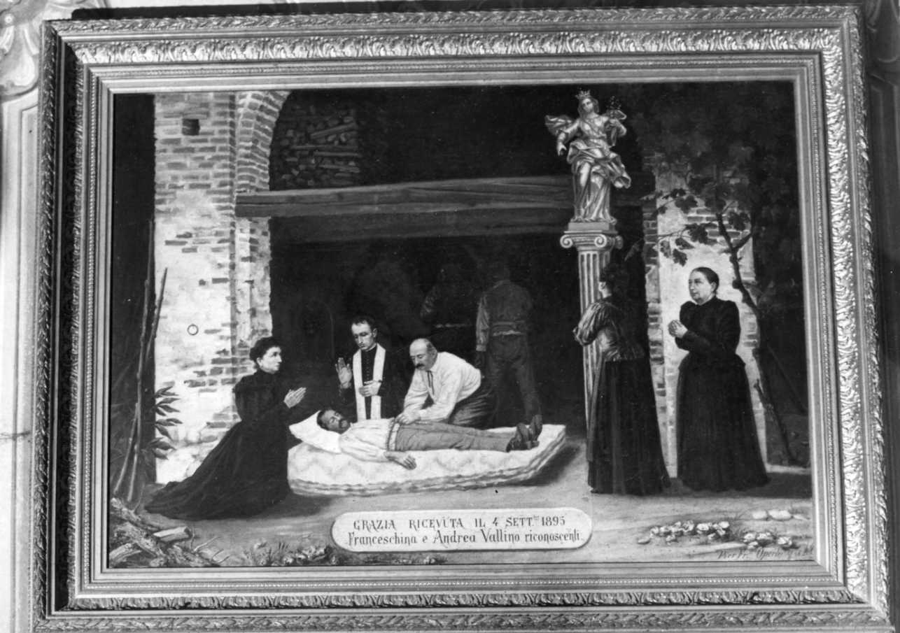 Intervento della Madonna per guarigione (ex voto, opera isolata) di Operti Pier Francesco (fine sec. XIX)