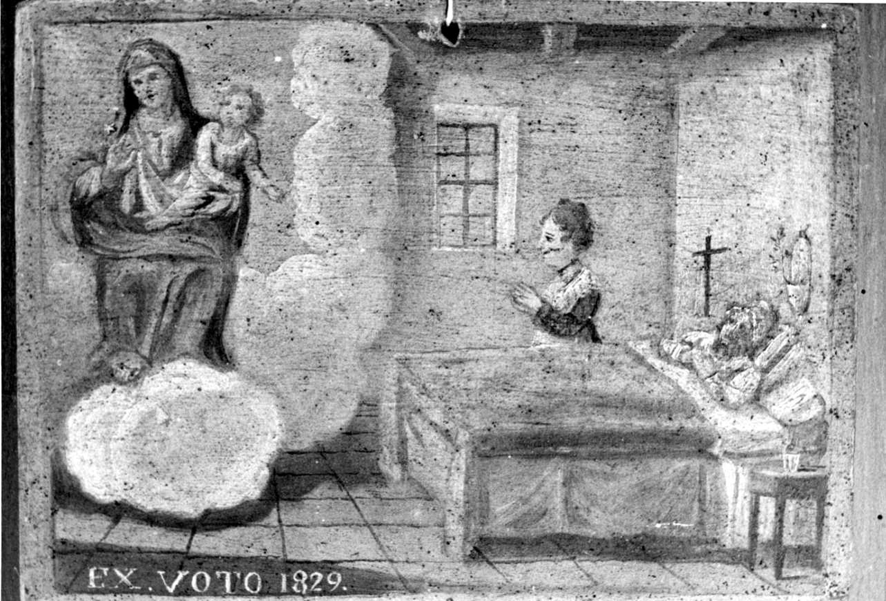 Intervento della Madonna per guarigione (ex voto, opera isolata) - ambito piemontese (secondo quarto sec. XIX)