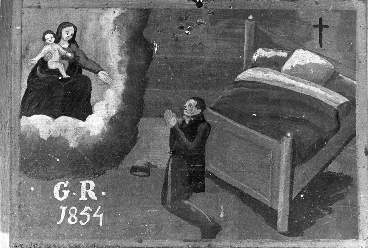 Intervento della Madonna per guarigione (ex voto, opera isolata) di Balocco Carlo (attribuito) (metà sec. XIX)