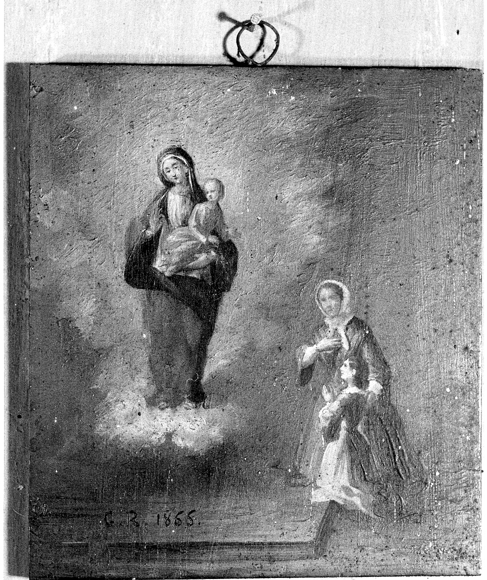 Intervento della Madonna (ex voto, opera isolata) di Bellisio Bartolomeo (maniera) (terzo quarto sec. XIX)
