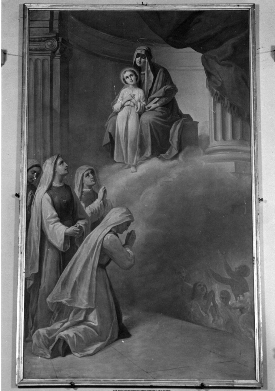 Umiliate intercedono per le anime del Purgatorio presso Maria Vergine e Sant'Anna (dipinto, opera isolata) di Morgari Rodolfo (sec. XIX)