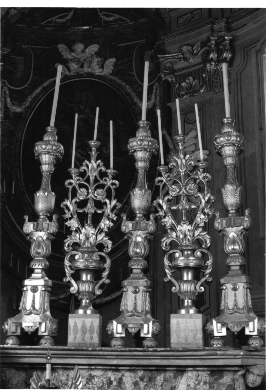 candeliere d'altare, serie - bottega piemontese (prima metà sec. XIX)