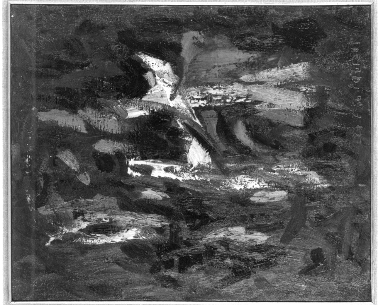 Forsesta (L'H bianca), composizione astratta (dipinto, opera isolata) di Parisot Adriano (sec. XX)